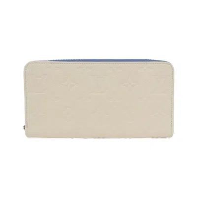 Pre-owned Louis Vuitton Blue Jean Cream Leather Long Wallet (bi-fold) () In Blue Jean, Cream