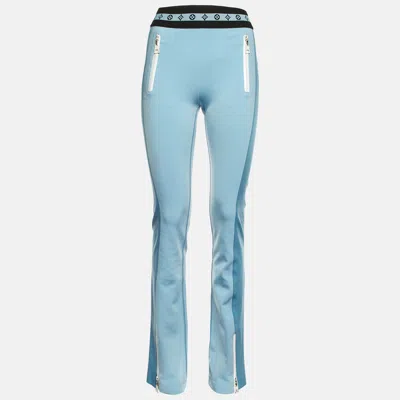 Pre-owned Louis Vuitton Blue Jersey Flared Trousers M