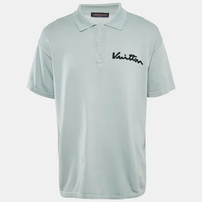 Pre-owned Louis Vuitton Blue Jersey Intarsia Detail Polo T-shirt Xl