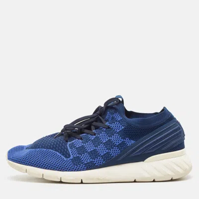 Pre-owned Louis Vuitton Blue Knit Fabric Fastlane Sneakers Size 44