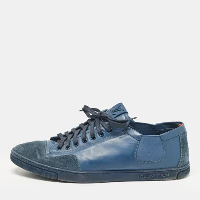 Pre-owned Louis Vuitton Blue Leather And Suede Low Top Sneakers Size 43