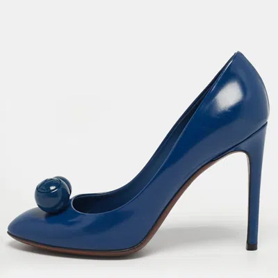 Pre-owned Louis Vuitton Blue Leather Betty Embellished Pumps Size 37.5