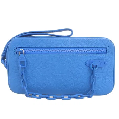 Pre-owned Louis Vuitton Blue Leather Clutch Bag Pochette ()