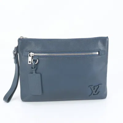 Pre-owned Louis Vuitton Blue Leather Clutch Bag Pochette ()