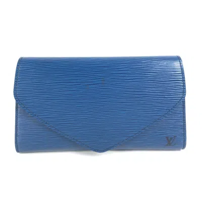 Pre-owned Louis Vuitton Blue Leather Clutch Bag ()
