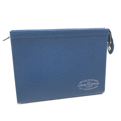 Pre-owned Louis Vuitton Blue Leather Clutch Bag ()