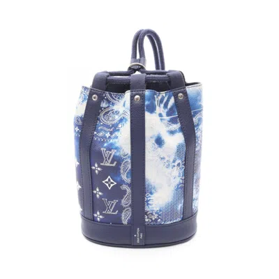 Pre-owned Louis Vuitton Blue Leather Coated Canvas Shoulder Bag ()