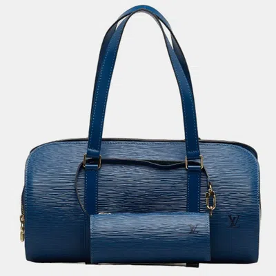 Pre-owned Louis Vuitton Blue Leather Epi Soufflot Satchels