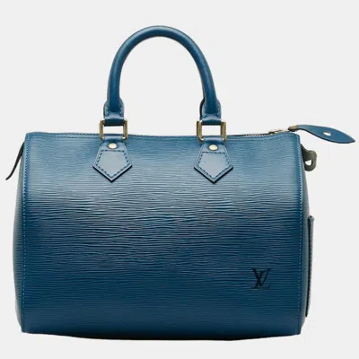 Pre-owned Louis Vuitton Blue Leather Epi Speedy 25 Satchel Bag