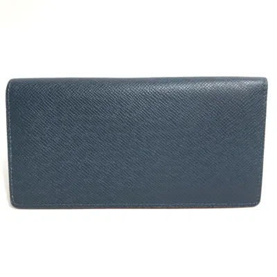Pre-owned Louis Vuitton Blue Leather Long Wallet (bi-fold) ()