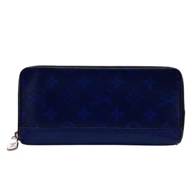 Pre-owned Louis Vuitton Blue Leather Long Wallet (bi-fold) ()