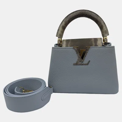 Pre-owned Louis Vuitton Blue Leather Mini Capucines Bag