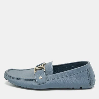 Pre-owned Louis Vuitton Blue Leather Monte Carlo Loafers Size 41