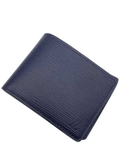 Pre-owned Louis Vuitton Blue Leather Multiple Wallet (authentic Pre-loved)