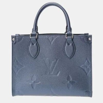 Pre-owned Louis Vuitton Blue Leather Pm Onthego Tote