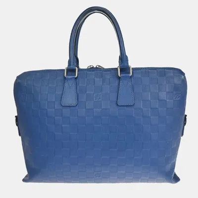 Pre-owned Louis Vuitton Blue Leather Porte Documents Briefcase