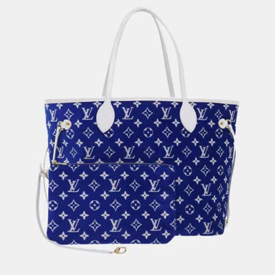 Pre-owned Louis Vuitton Blue Leather Spring In The City Neverfull Mm Tote Bag