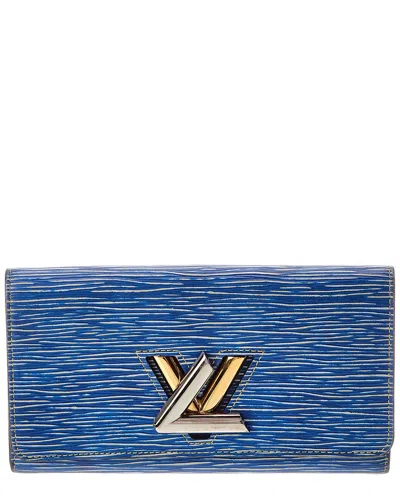 Pre-owned Louis Vuitton Blue Leather Twist Long Wallet (authentic Pre-loved)