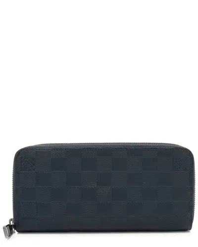 Pre-owned Louis Vuitton Blue Leather Vertical Zippy Wallet (authentic Pre-loved)