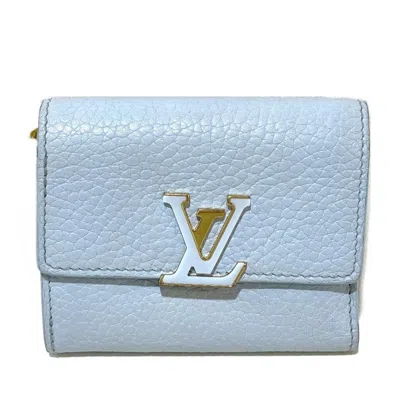 Pre-owned Louis Vuitton Blue Leather Wallet (tri-fold) ()