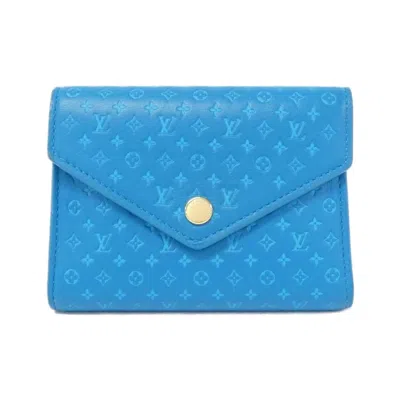 Pre-owned Louis Vuitton Blue Leather Wallet (tri-fold) ()