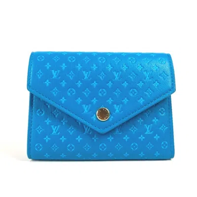 Pre-owned Louis Vuitton Blue Leather Wallet (tri-fold) ()