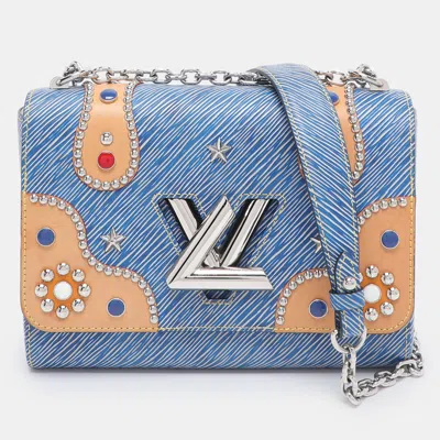 Pre-owned Louis Vuitton Blue Light Denim Epi Leather Twist Chain Mm Bag