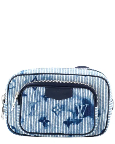 Pre-owned Louis Vuitton Blue Limited Edition Monogram Watercolor Stripes Denim Outdoor Pouch (authentic Pre-lo