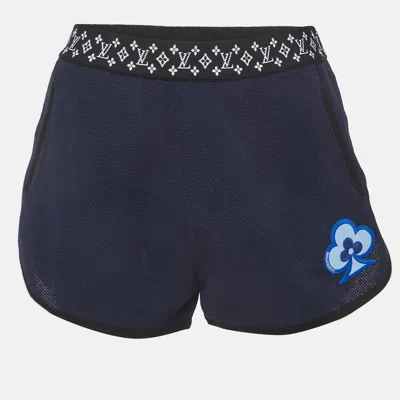 Pre-owned Louis Vuitton Blue Logo Applique Mesh Game On Shorts L