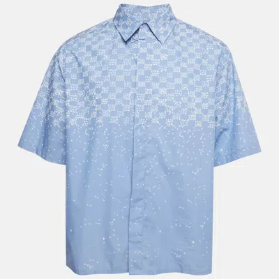 Pre-owned Louis Vuitton Blue Lv Damier Spread Print Cotton Shirt L