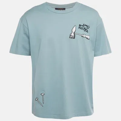 Pre-owned Louis Vuitton Blue Lv Multi Tool Embroidered Cotton T-shirt Xl