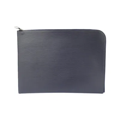 Pre-owned Louis Vuitton Blue Marine Leather Clutch Bag Pochette ()
