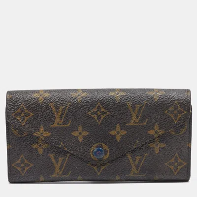 Pre-owned Louis Vuitton Blue Monogram Canvas Josephine Wallet In Brown