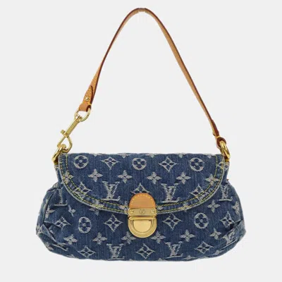 Pre-owned Louis Vuitton Blue Monogram Denim And Vachetta Leather Mini Pleaty Shoulder Bag