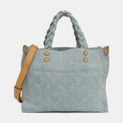 Pre-owned Louis Vuitton Blue Monogram Denim By The Pool Let Go Tote Bag