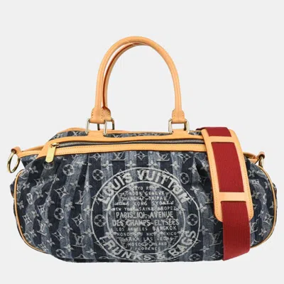 Pre-owned Louis Vuitton Blue Monogram Denim Cabas Raye Gm 2way Tote