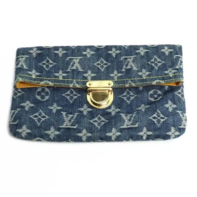 Pre-owned Louis Vuitton Blue Monogram Denim Clutch Bag Pochette Pouch ()