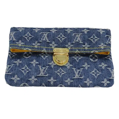 Pre-owned Louis Vuitton Blue Monogram Denim Clutch Bag Pochette Pouch ()
