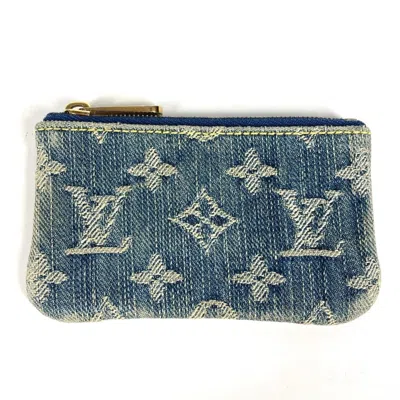 Pre-owned Louis Vuitton Blue Monogram Denim Coin Purse/coin Case ()