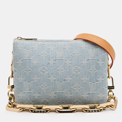 Pre-owned Louis Vuitton Blue Monogram Denim Coussin Bb