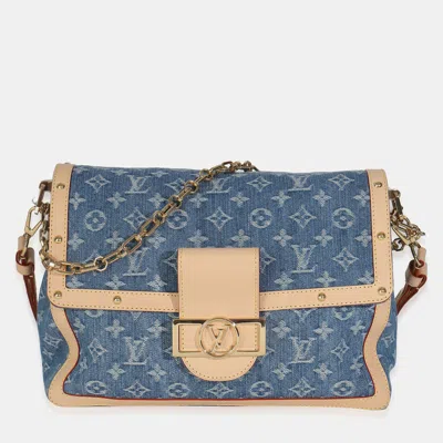 Pre-owned Louis Vuitton Blue Monogram Denim Dauphine Soft Gm