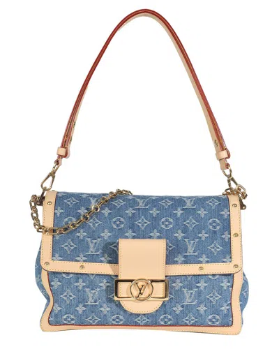 Pre-owned Louis Vuitton Blue Monogram Denim Dauphine Soft Gm (authentic Pre-loved)