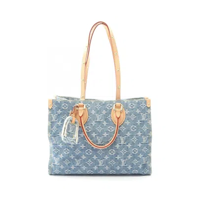 Pre-owned Louis Vuitton Blue Monogram Denim Denim Leather Tote Bag ()