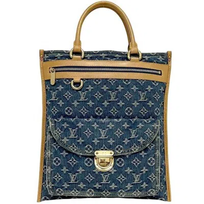 Pre-owned Louis Vuitton Blue Monogram Denim Leather Tote Bag ()