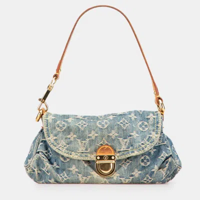Pre-owned Louis Vuitton Blue Monogram Denim Mini Pleaty