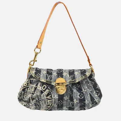 Pre-owned Louis Vuitton Blue Monogram Denim Mini Pleaty Raye Handbag