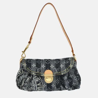 Pre-owned Louis Vuitton Blue Monogram Denim Mini Pleaty Raye Handbag