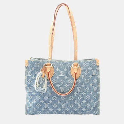 Pre-owned Louis Vuitton Blue Monogram Denim Onthego Mm