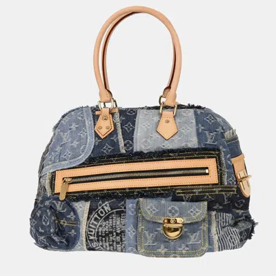 Pre-owned Louis Vuitton Blue Monogram Denim Patchwork Bowly Handbag