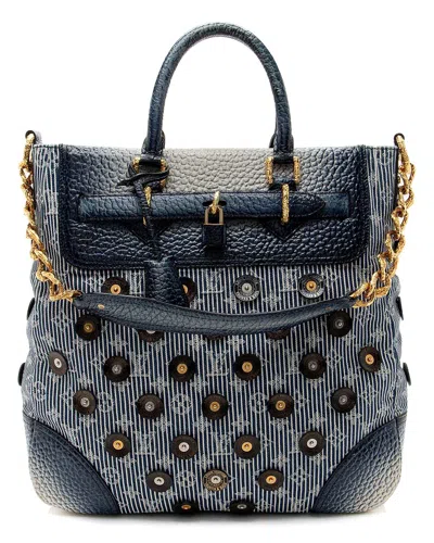 Pre-owned Louis Vuitton Blue Monogram Denim Polka Do Limited Edition Corsaire Tote (authentic Pre-loved)